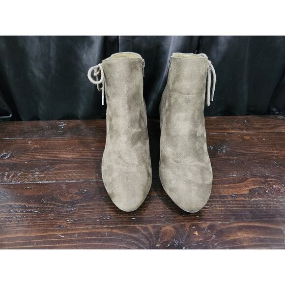 EUC Soda Green Faux Suede Lace Detail Ankle Zip Booties/Sz. 8 - Picture 5 of 9